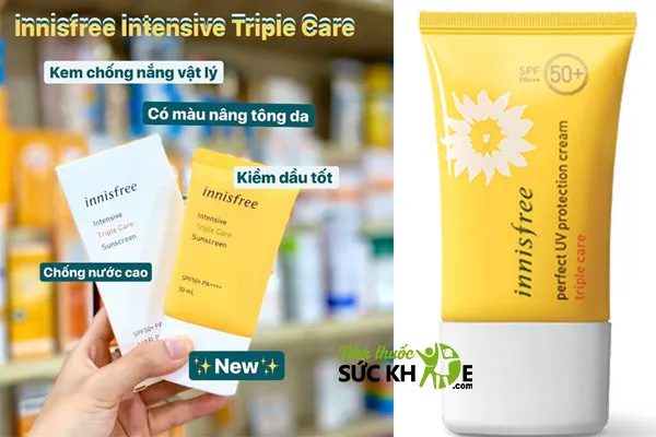 Kem chống nắng Hàn Quốc nâng tone da Innisfree Triple Care