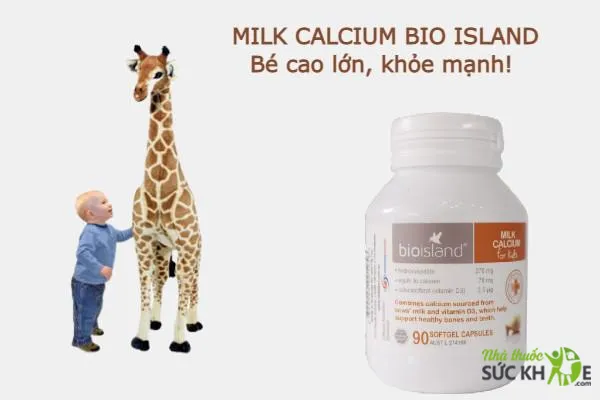 Vi&ecirc;n canxi hữu cơ cho b&eacute; Milk Calcium For Kids Bio Island