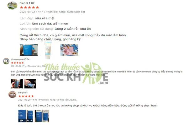 Review sữa rửa mặt của Mỹ Murad Clarifying