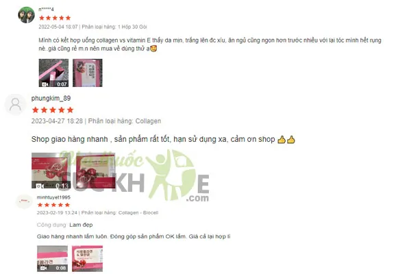Đánh giá của người dùng bột Collagen lựu đỏ Bio Cell