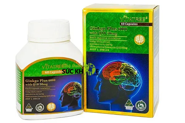 Thuốc bổ n&atilde;o Vitatree Ginkgo Plus 6000 With Q10 50mg