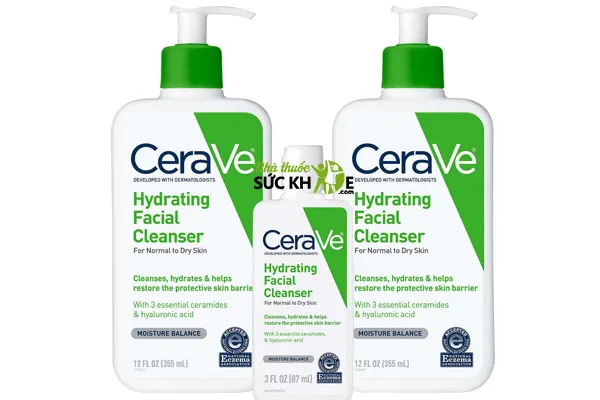 Sữa rửa mặt cho da mụn nhạy cảm tốt nhất CeraVe Hydrating Cleanser