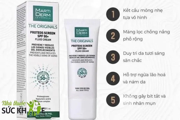 Kem chống nắng không bết dính MartiDerm The Originals Proteos Screen
