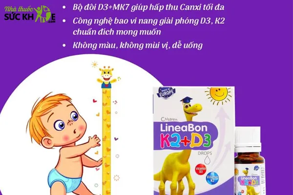 Vitamin D3 K2 Lineabon dạng nhỏ giọt